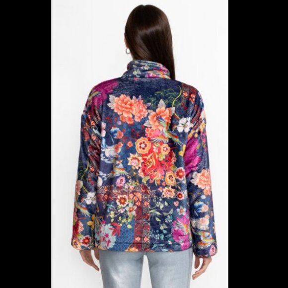 NWT Johnny Was Joan Zip Sherpa Jacket Reversible Dreamer Blu Medium - Picture 3 of 16